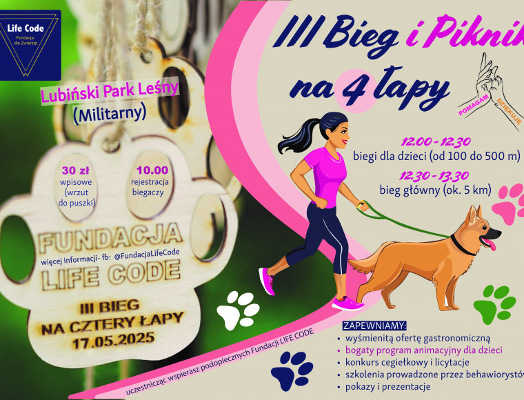 III Bieg na Cztery Łapy – ruszamy 17 maja! III Bieg na Cztery Łapy – ruszamy 17 maja!