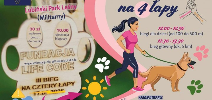 Zapraszamy na III Bieg na Cztery Łapy – już 22 czerwca w Lubinie